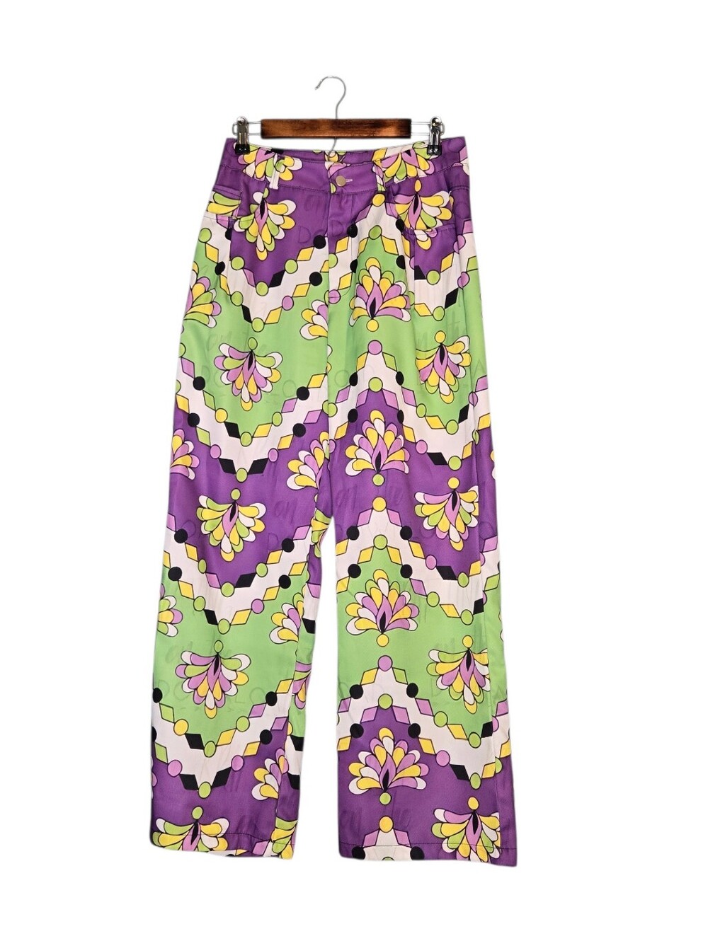 Floral Print Wide Leg Trousers Featuring A 1970s Design Size Medium